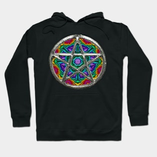 Colorful Fractal Pentagram Pentacle Wicca Hoodie